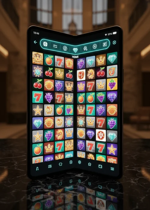 Silver Casino mobile PWA Oberfläche mit Auswahl an Slots und Willkommensbonus-Banner auf einem Smartphone-Display