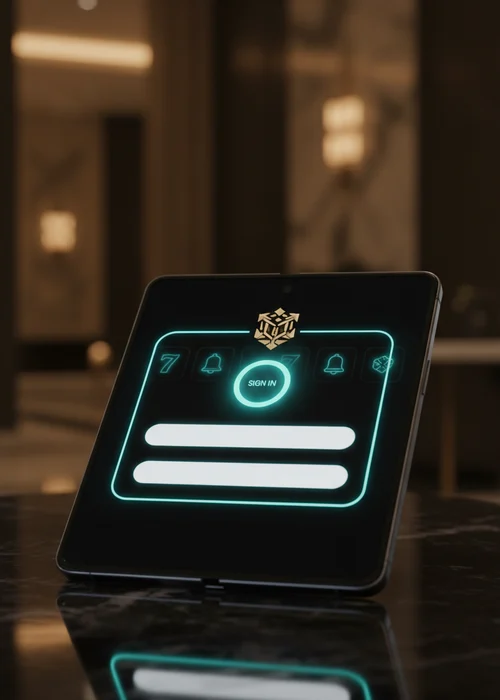 Detailansicht eines sicheren Silver Casino Login-Bildschirms auf einem Smartphone, der die E-Mail- und Passworteingabe für den geschützten Zugang zu Spielerkonten zeigt.